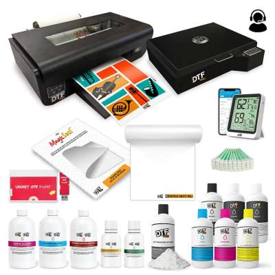 INSPIRE SERIES BUNDLE: Includes the DTFPRO INSPIRE A3+ DTF Printer with BI-Directional Roll Feeder, White Ink Circulation System, White Ink Stirring, Vacuum, RIP, Training and Onboarding, 6 L DTF ink, 3.5lb DTF Powder, 100m DTF Roll, DTF Heat Station Questions & Answers