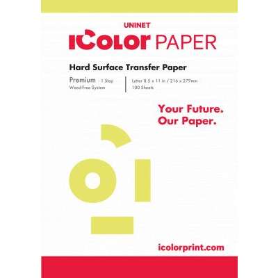 iColor Premium 1 Step Hard Surface Transfer Media 8.5 in x 11 in (216 x 279mm) - includes 100 pcs Questions & Answers